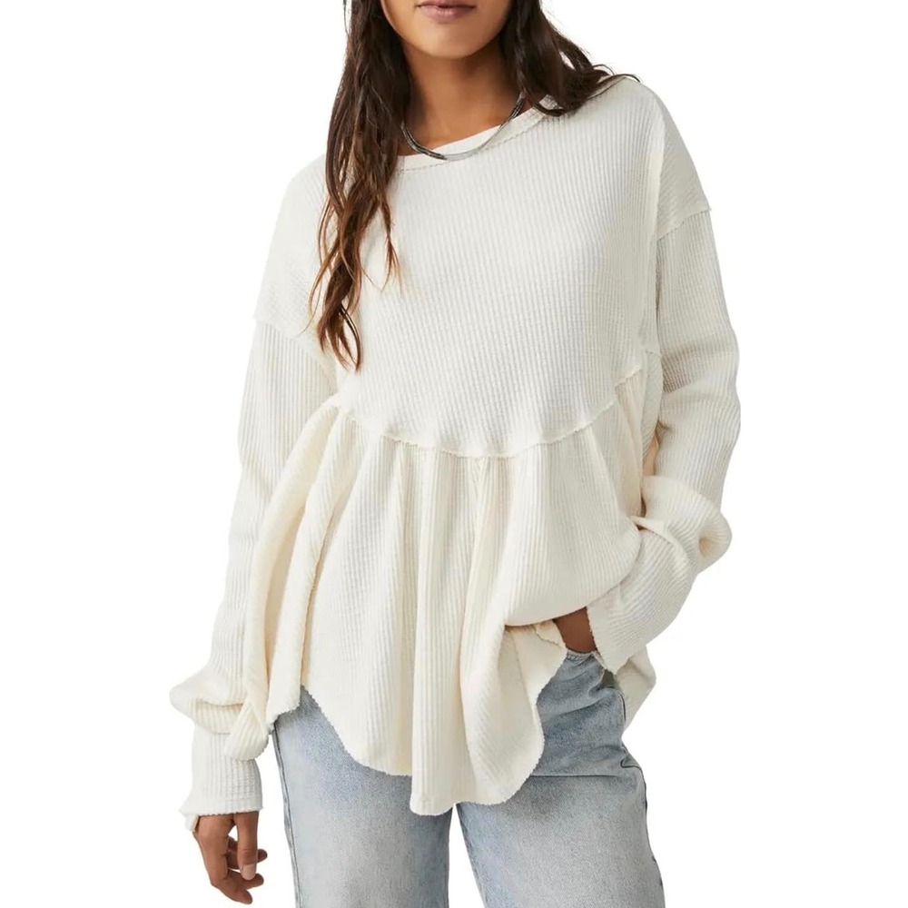 Free People We The Free Oh My Babydoll Thermal Top Cream XL OB1615670